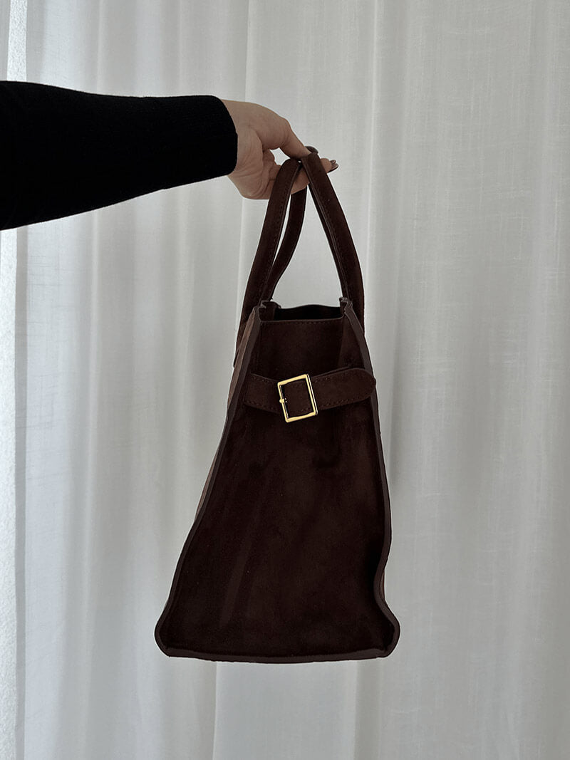 Henna Shopper Bag Vegane Wildleder Handtasche Damen Braun Schwarz