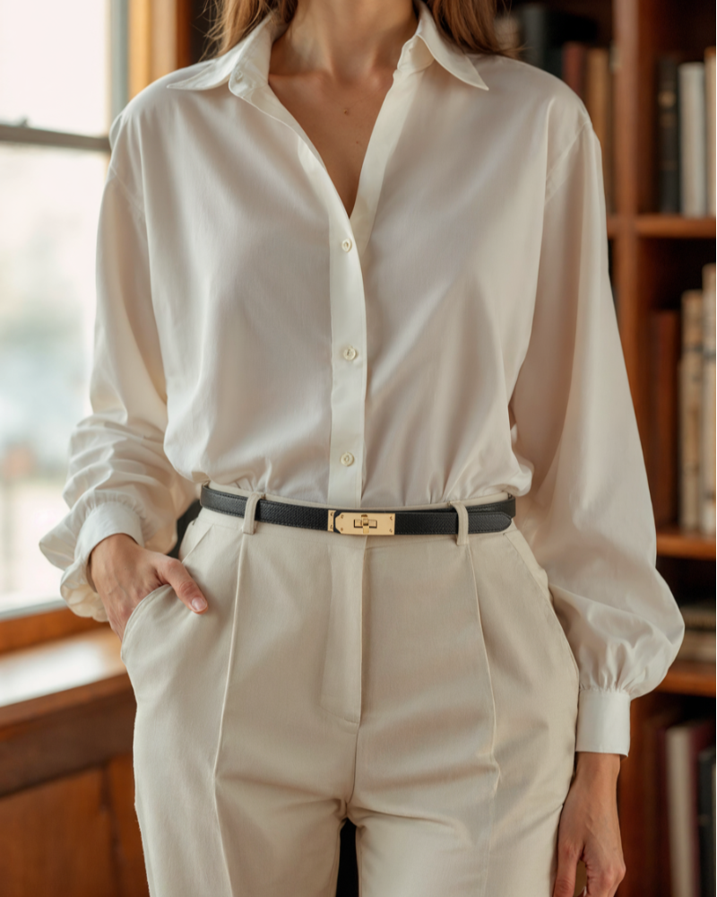 Eleganter Vintage Schmalgürtel für Damen: Verstellbarer PU-Leder Gürtel mit Metallschnalle