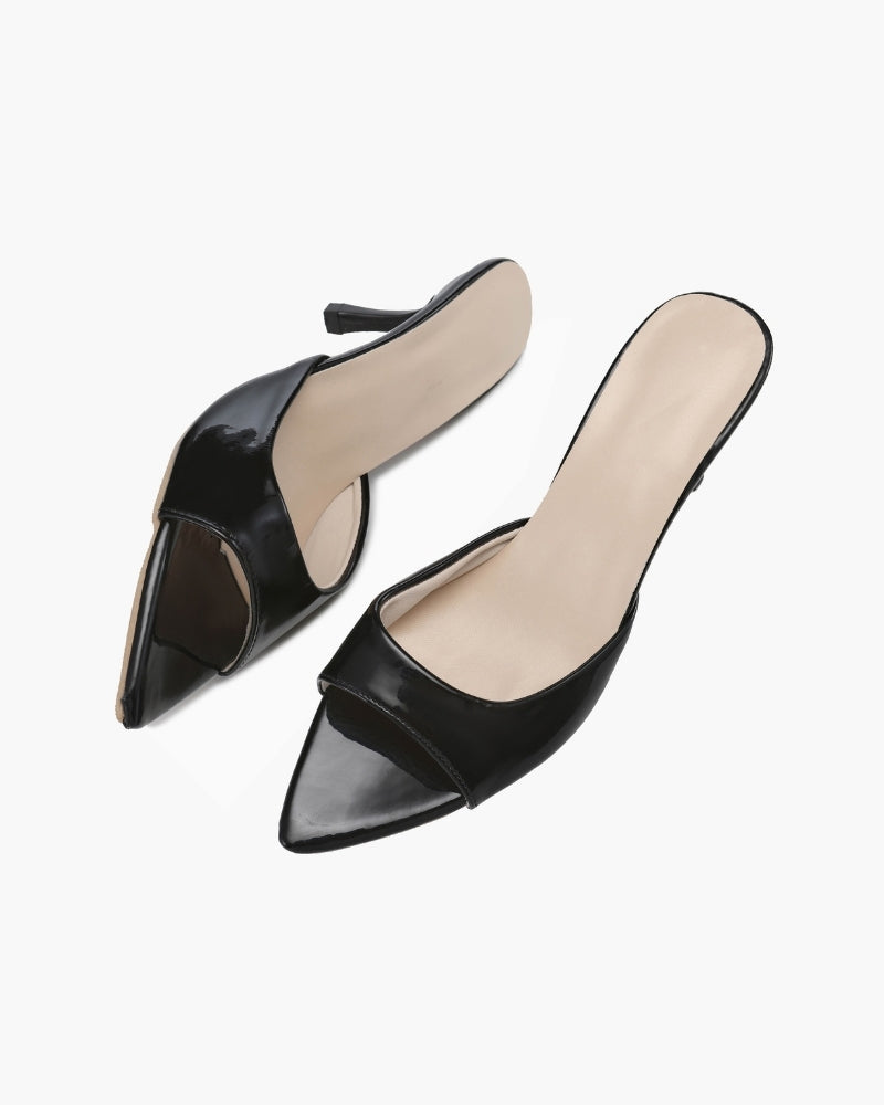 Gia Elegante Lackleder Kitten Heel Pumps: Spitze Zehe, Komfortabler Absatz