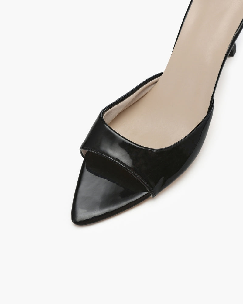 Gia Elegante Lackleder Kitten Heel Pumps: Spitze Zehe, Komfortabler Absatz