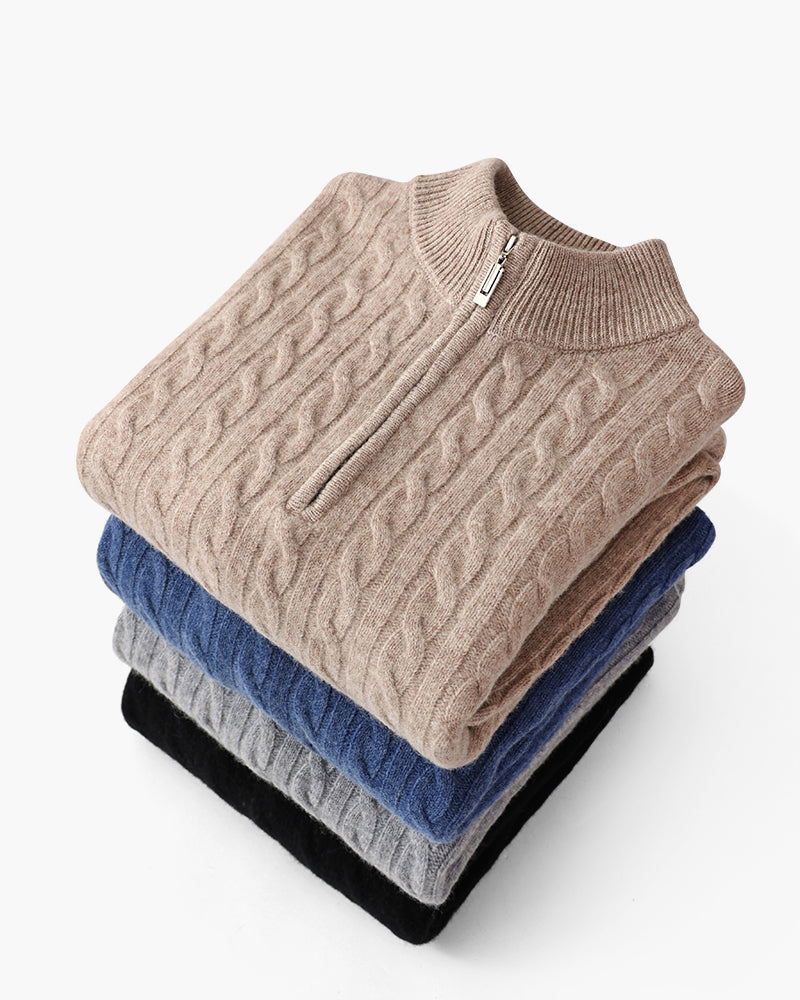 Valmont 100% Kaschmir Halb-Reißverschluss Pullover Herren – Luxuriös, Warm, Langlebig