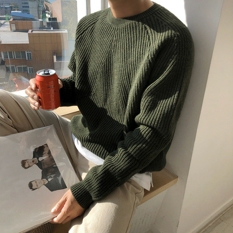 GISUNG Herren Baumwoll Strickpullover mit Raglanärmeln – Weich, Bequem & Modern