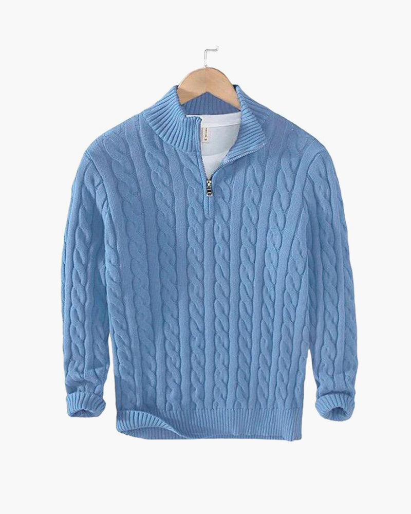 TAEBAEK Herren Kabelstrick Half-Zip Pullover: Eleganter Baumwoll-Reißverschluss-Strick für Stil & Wärme