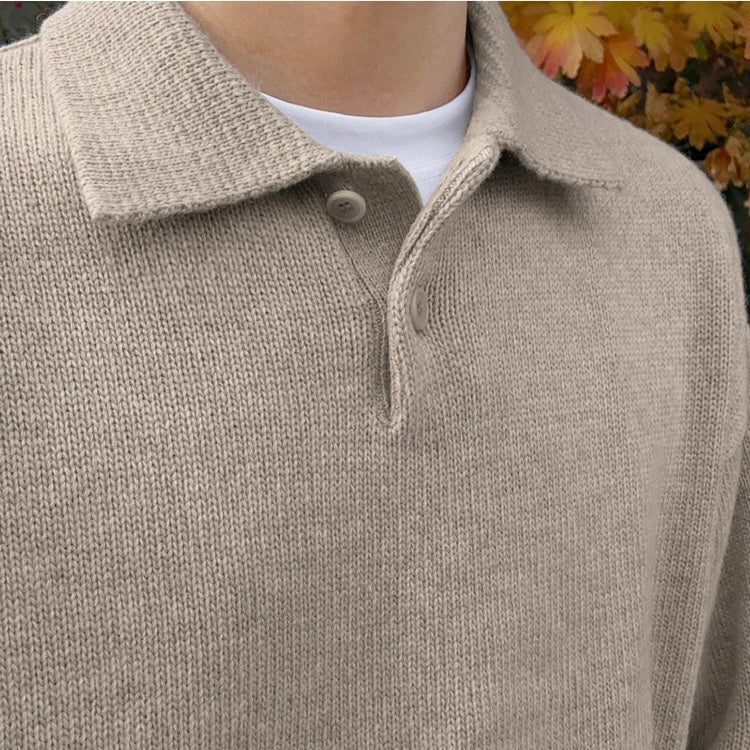 Eleganter ZURICH Old Money Herren Pullover Baumwoll-Woll-Mix Knopfkragen Stilvoll Bequem