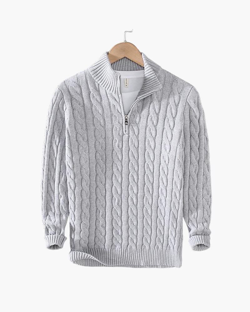 TAEBAEK Herren Kabelstrick Half-Zip Pullover: Eleganter Baumwoll-Reißverschluss-Strick für Stil & Wärme