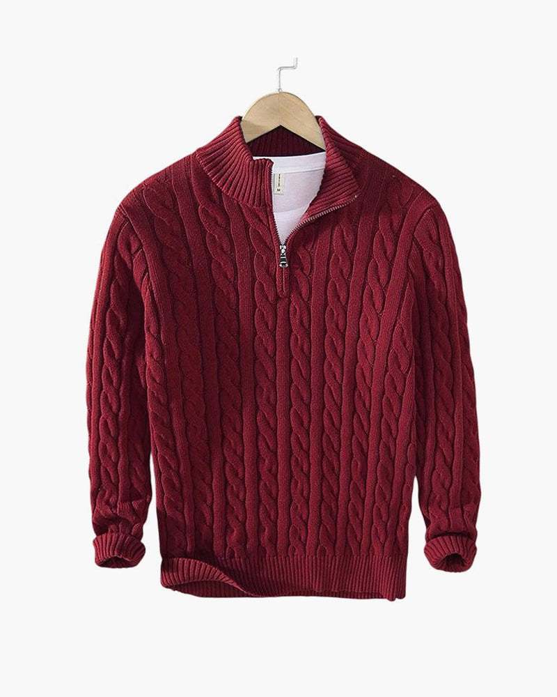 TAEBAEK Herren Kabelstrick Half-Zip Pullover: Eleganter Baumwoll-Reißverschluss-Strick für Stil & Wärme