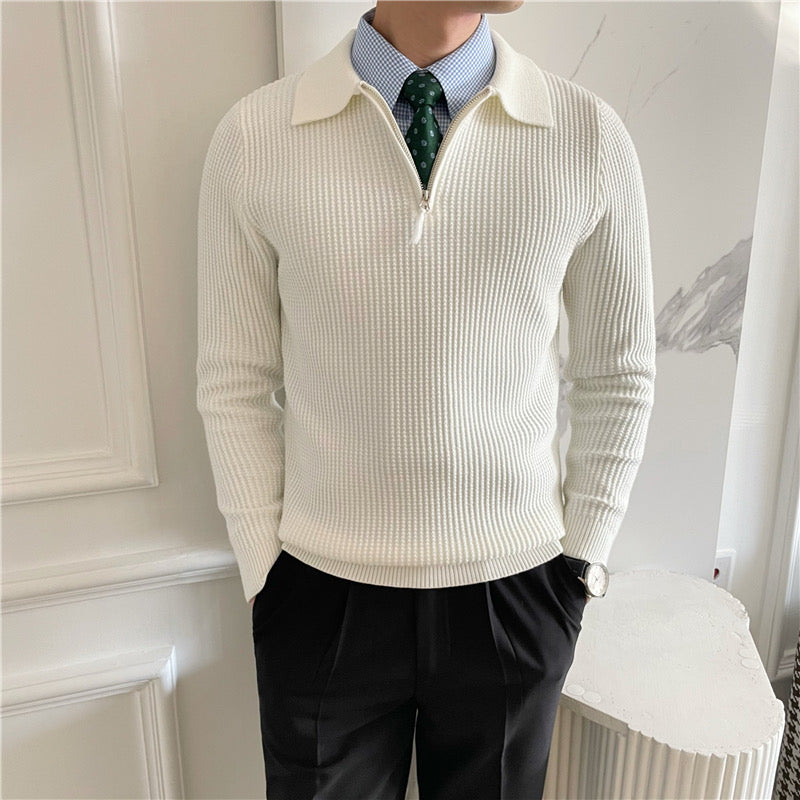 Eleganter Herren Baumwoll-Strickpullover mit Reißverschluss – Klassisch & Bequem