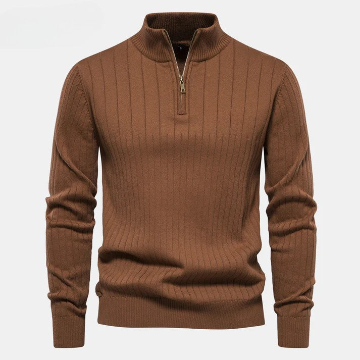 Eleganter Premium Baumwoll Reißverschluss-Pullover – Atmungsaktiver Half-Zip Sweater für Herren
