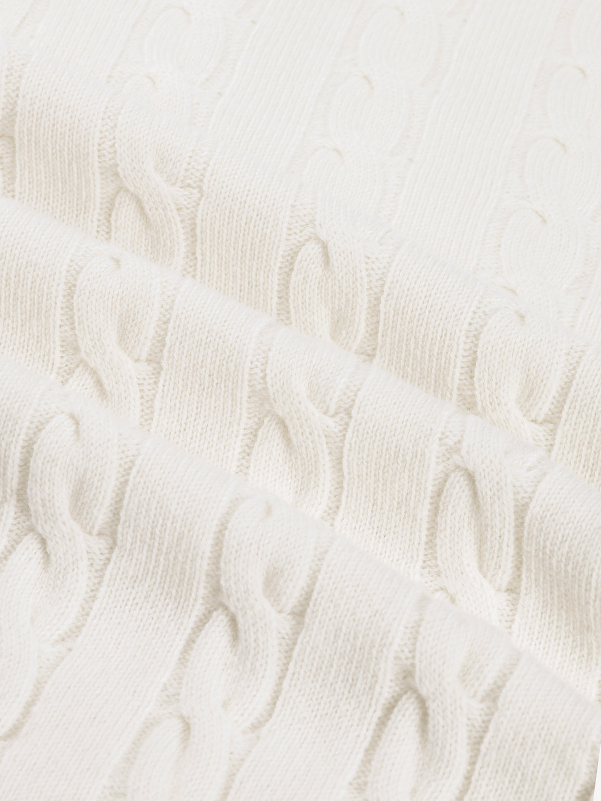 Exklusiver Herren Cashwool® Reißverschluss-Kabelpullover Elfenbein – Feinste Merinowolle, Italien