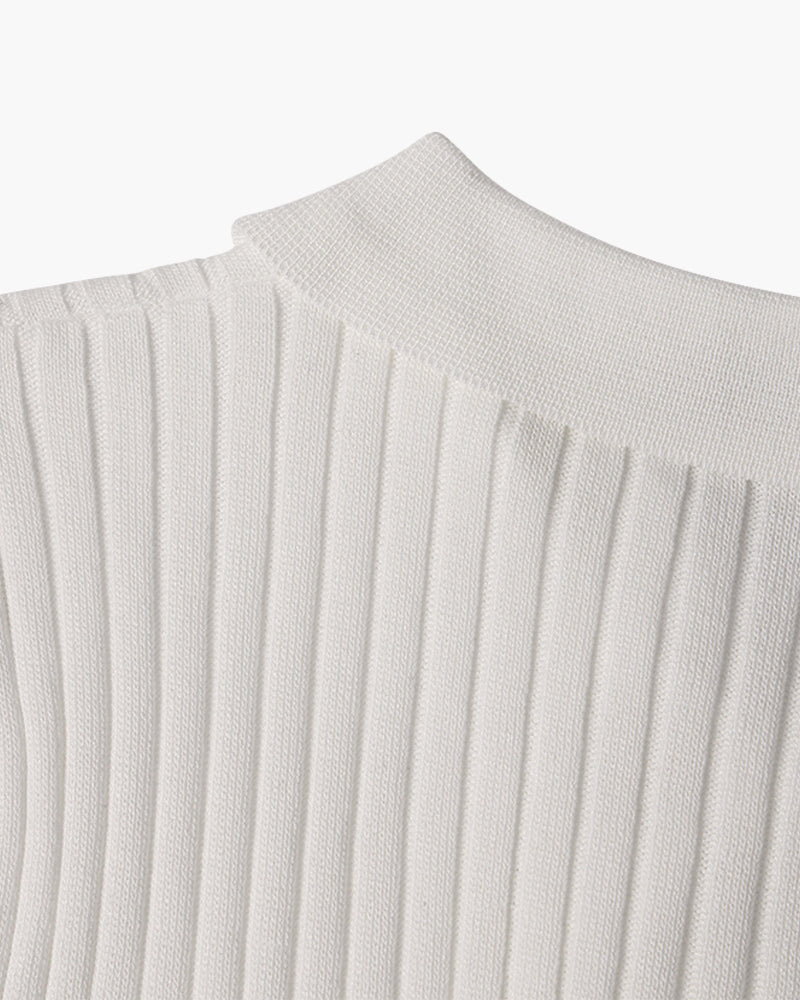 Elegantes Herren V-Ausschnitt Polohemd - Rippstrick Baumwollmischung Kurzarm Top