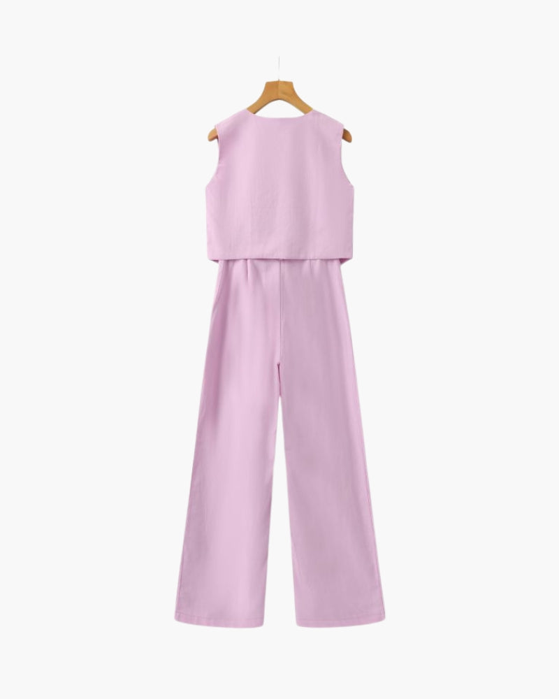 Elegantes Leinen Zweiteiler Set für Damen: Weste & Hose – Stilvoll, Luftig, Vielseitig