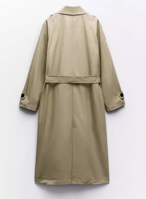 Eleganter Damen Trenchcoat Lang Klassisch: Vielseitiger Übergangs Mantel mit Gürtel