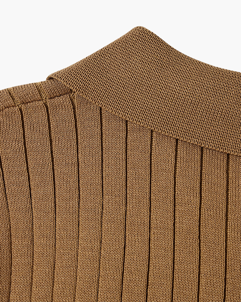 GIMCHEON Gestricktes Herren-Poloshirt aus Baumwolle – Gerippt, Kurzarm, Elegant & Modern