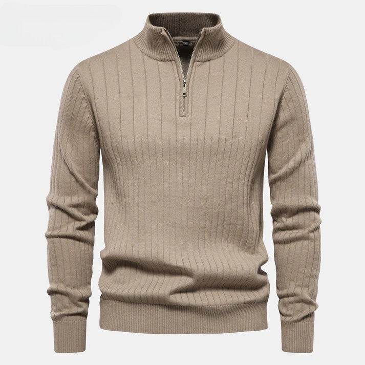 Eleganter Premium Baumwoll Reißverschluss-Pullover – Atmungsaktiver Half-Zip Sweater für Herren