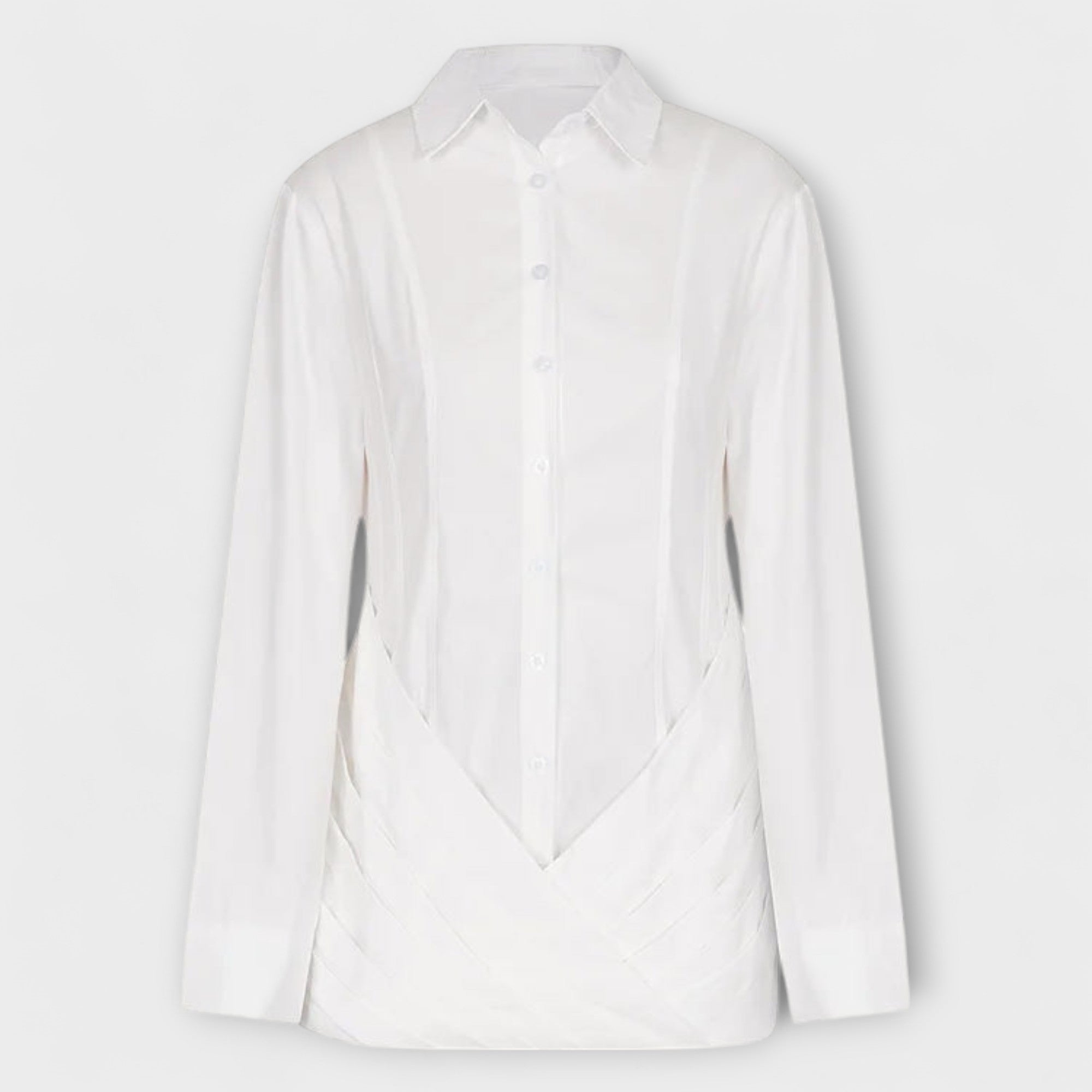 Indie Weißes Plissiertes Langarm Hemdblusenkleid – Eleganz & Komfort für Damen