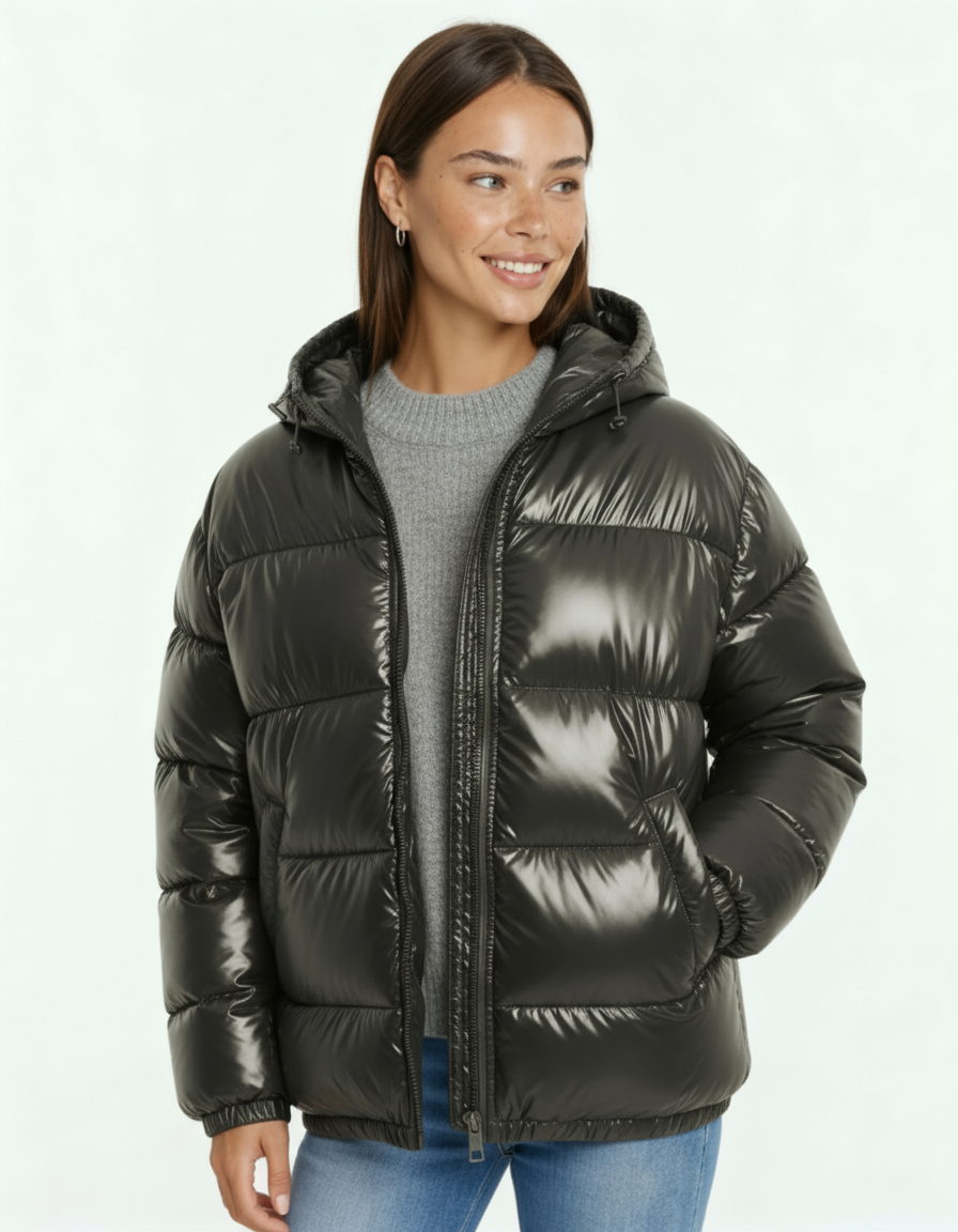 Viral Bella Léa Pufferjacke - Unisex schwarz, rot & grün