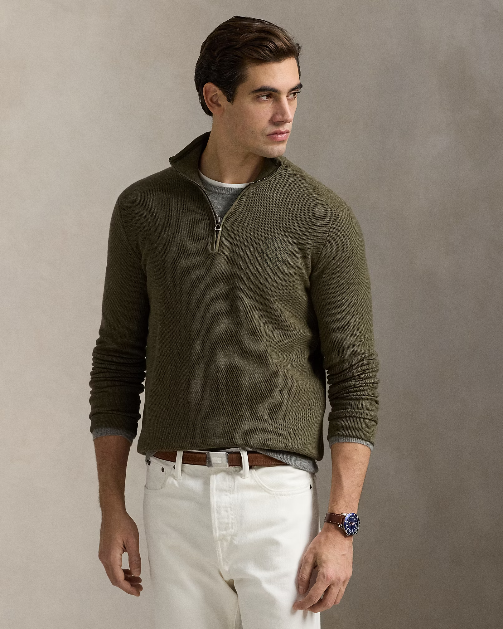 Eleganter Baumwoll-Reißverschluss-Pullover: Atmungsaktiv, Hypoallergen, Vielseitig für Herren