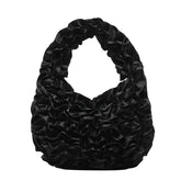 Velnoir™ Leflá Glänzende Satin Rüschen Hobo Mini Tasche Elegante Abend Handtasche
